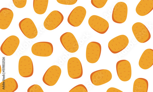Potato pattern in the flat style. Potatoes pattern seamless. Potatoes background. Food vector texture.
