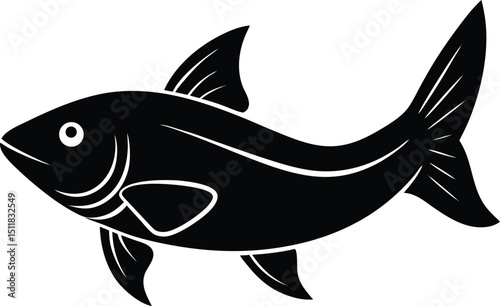 blue catfish illustration on white background  
