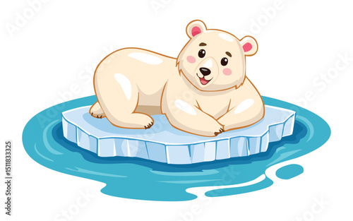 Sweet Polar Bear on Ice Floe