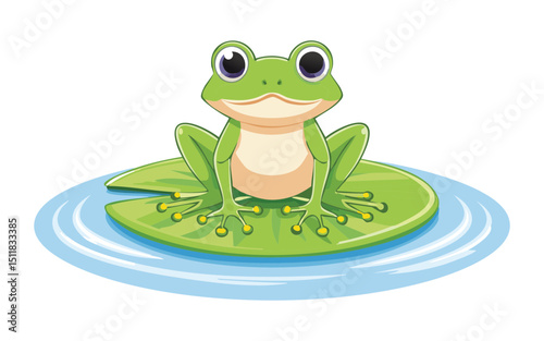Friendly Green Frog on Lily Pad