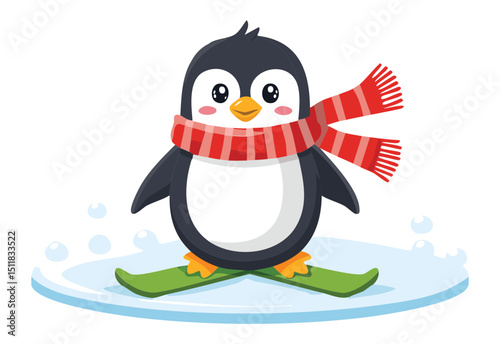 Cute Penguin with Red Scarf