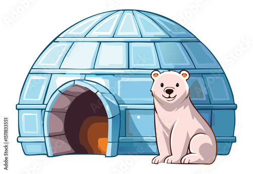 Polar Bear Outside Igloo