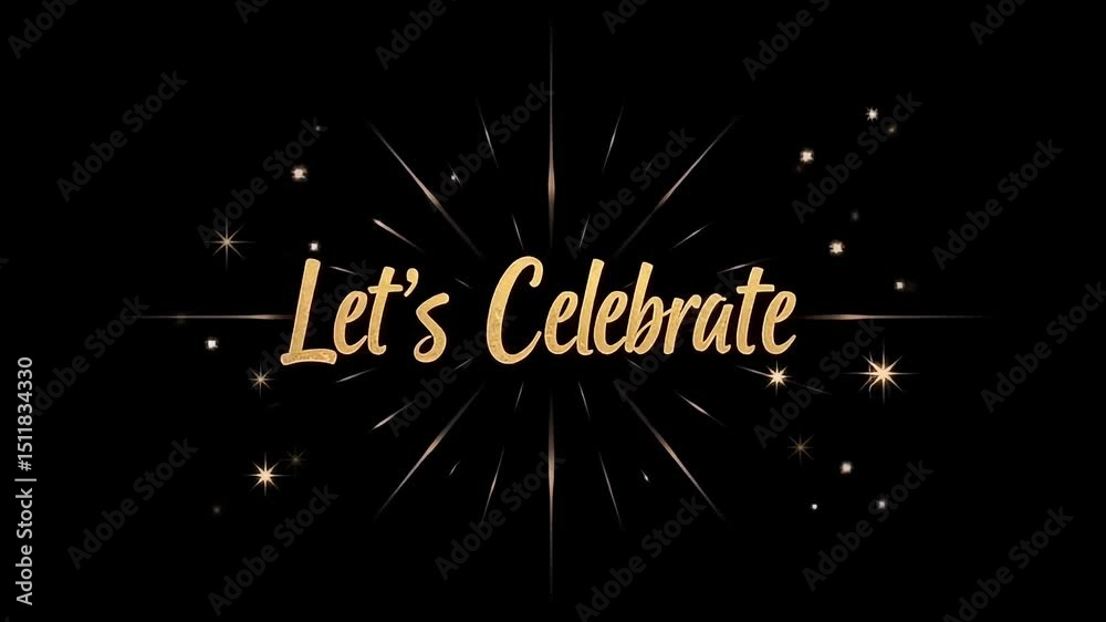 Celebration video background with golden text and sparkling effects for party events