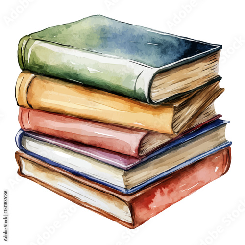 Textbook, watercolor clipart vector, high quality, isolated on a white background.
