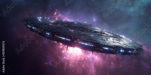 Fototapeta Naklejka Na Ścianę i Meble -  Gigantic Space Vessel Beneath the Stars