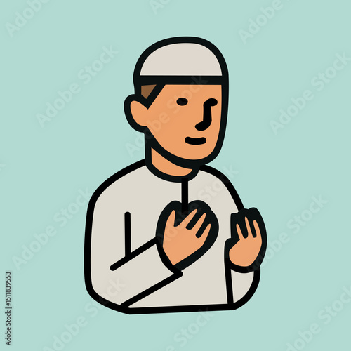 Muslim Man Praying Icon – Minimal Islamic Worship Vector Illustration