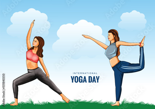 International yoga day woman in yoga body posture background