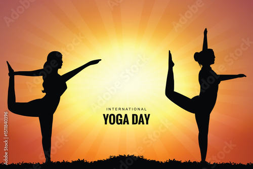 International yoga day woman in yoga body posture background
