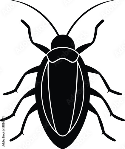 roach illustration on white background  silvery 