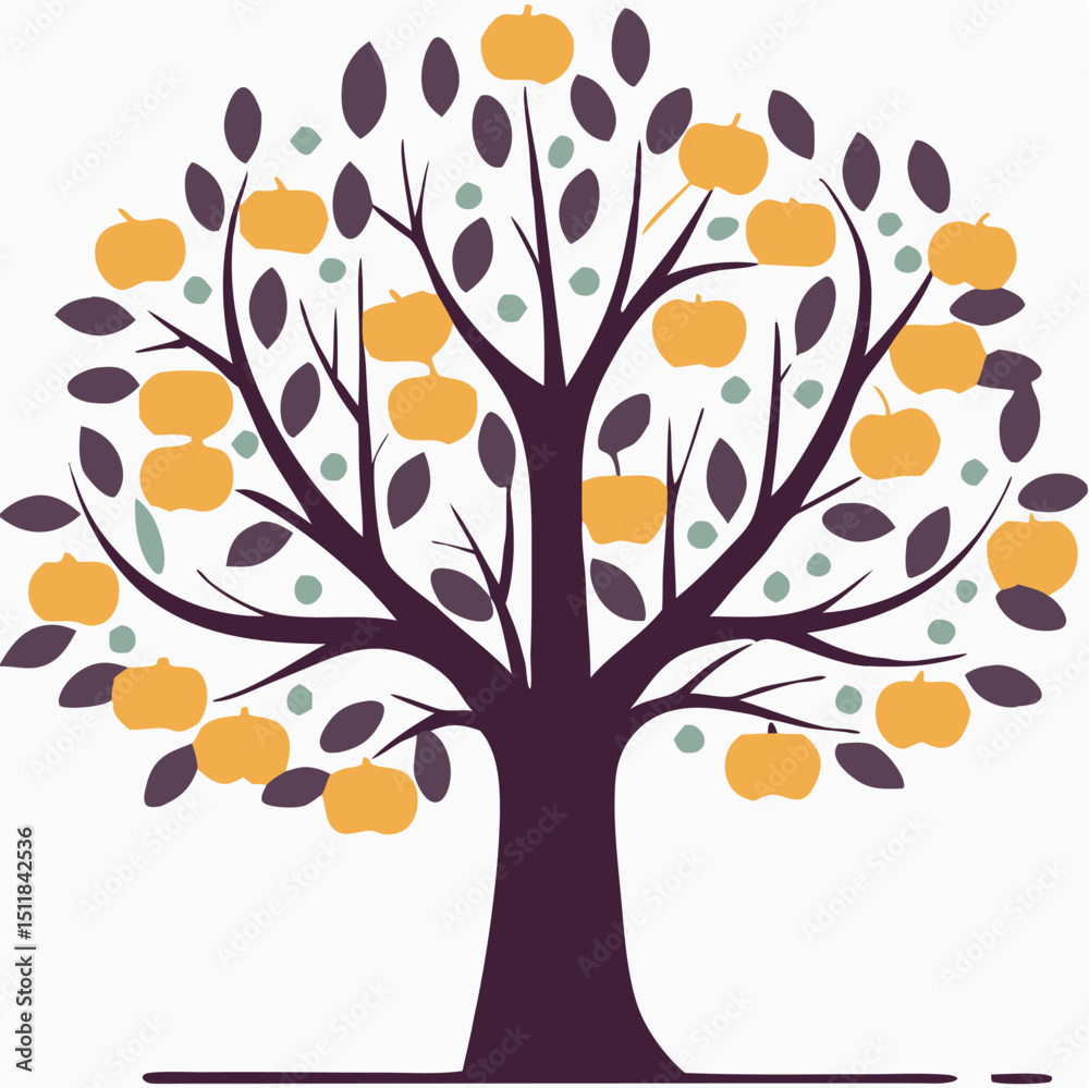 Fototapeta premium Eucalyptus trees icon set on white background. Stylized olive tree with lush green leaves. Decorative Stylized Tree Vector Set – Colorful Seasonal Trees with Leaves and Fruit for Nature vector design.