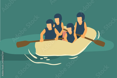 Rescue Team on Rubber Boat 