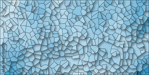 Abstract blue mosaic pattern with black outlines and varying shading creates a textured background design suitable for digital applications