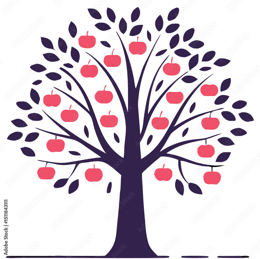 Fototapeta premium Eucalyptus trees icon set on white background. Stylized olive tree with lush green leaves. Decorative Stylized Tree Vector Set – Colorful Seasonal Trees with Leaves and Fruit for Nature vector design.