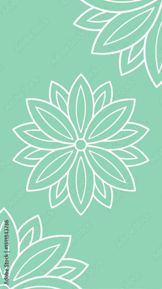Fototapeta premium Minimalist floral illustration design on a mint green screen background for creative uses
