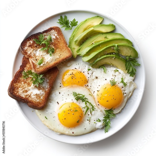 Healthy breakfast plate with fried eggs avocado and toast a delicious and nutritious meal option