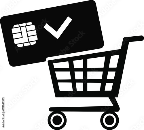 Secure Online Shopping Payment Card and Shopping Cart Icon