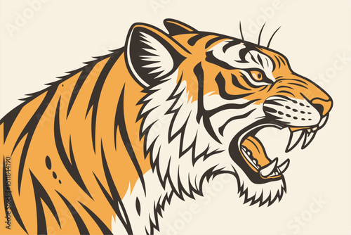 Ferocious Beauty: Hand-Drawn Wild Tiger Head
