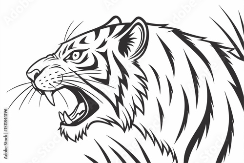 Fury Unleashed: Hand-Drawn Tiger Head Illustration