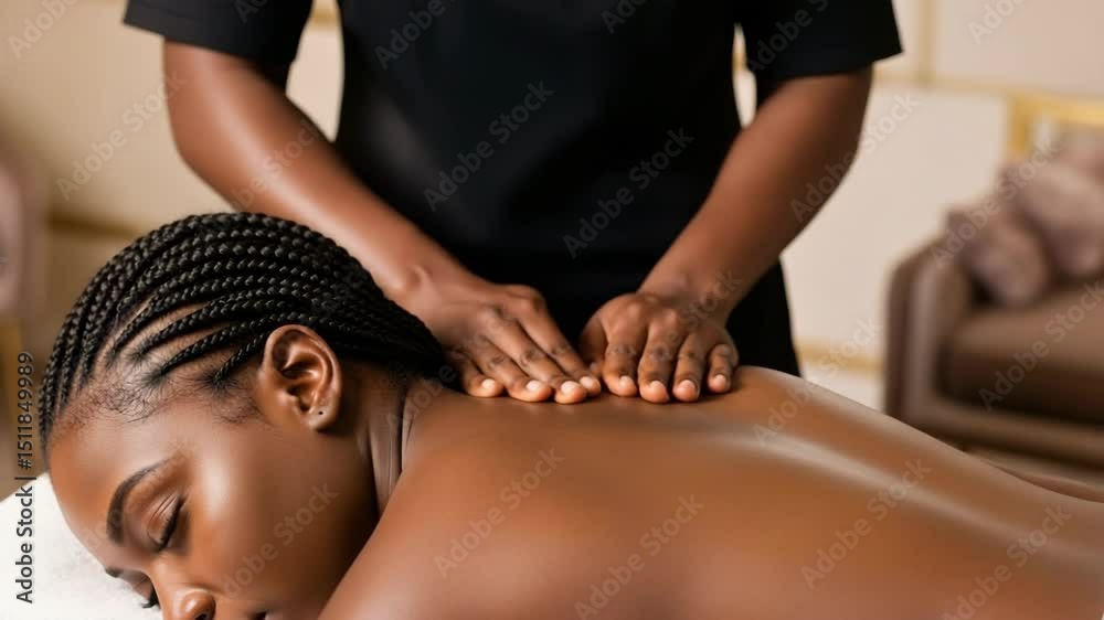 Massagem relaxante em um spa no Brasil — Beauty salon treatment  massage for Black woman, spa