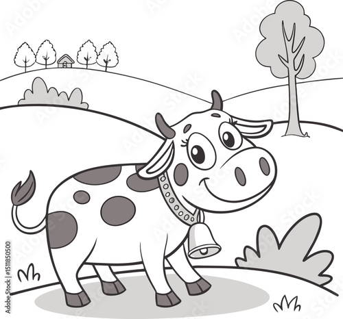cartoon cow with a flower