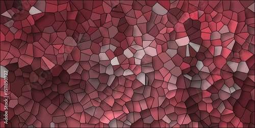 Abstract stained glass mosaic texture in shades of red pink and gray with black outlines perfect for backgrounds and designs