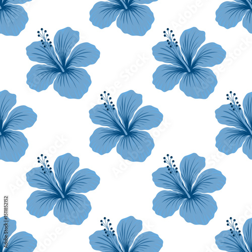  Flower picture, blue, hibiscus, fabric pattern, wallpaper pattern, background, nature