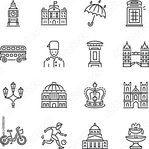 Collection of London Line Style Icons 