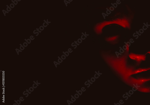 Canvas Print Creepy female portrait in red tones