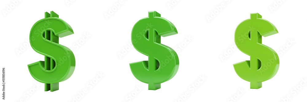 Obraz premium 緑鮮やかドル記号三つ並列