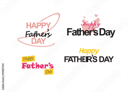 set of Happy Fathers Day Typographic Vector Background Design Template, Happy Father’s Day Calligraphy design vector , Jun 16 Father’s Day
