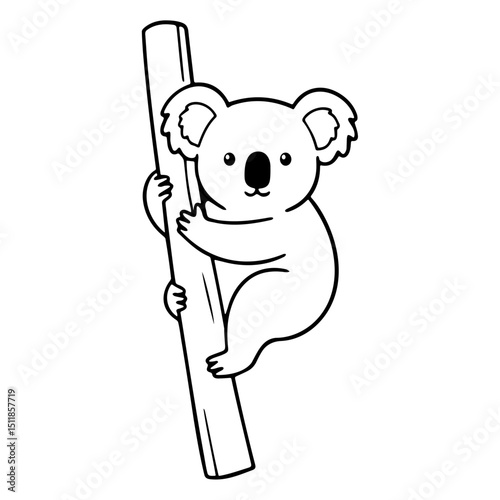 koala bear, black and white, cute  adorable cartoon, minimalist, simple, digital art
