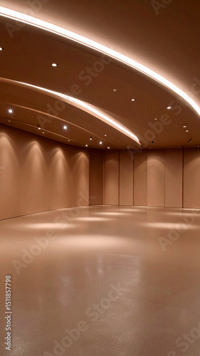 Modern Empty Event Space with Curved Ceiling Illumination