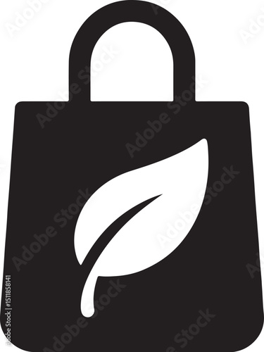 Silhouette of a reusable shopping tote icon representing eco-friendly shopping, sustainability, and zero waste lifestyle in simple design.