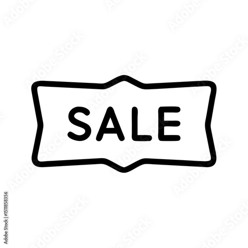 Sale label with black outline on a white background  