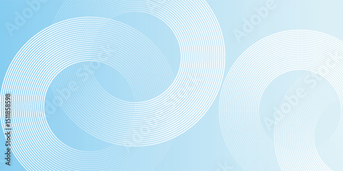 Abstract minimalist banner background, pastel colorful, blue and white gradations. Circle modern arts style