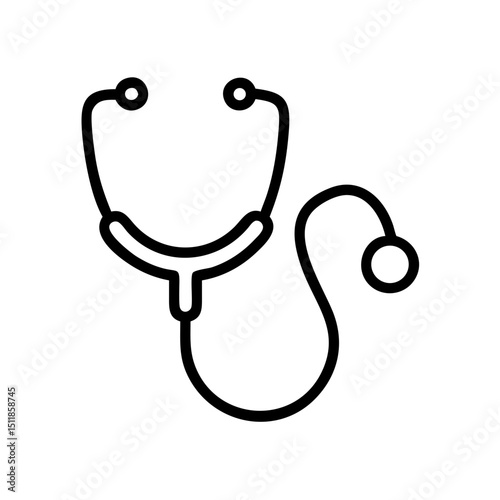 Stethoscope outline illustration for medical purposes  