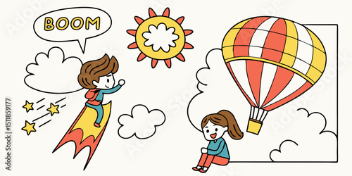 Cartoon Comic Sign Burst Clouds – Pop Art Speech Bubbles and Boom Expression Icons Set

