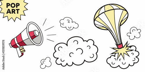 Cartoon Comic Sign Burst Clouds – Pop Art Speech Bubbles and Boom Expression Icons Set

