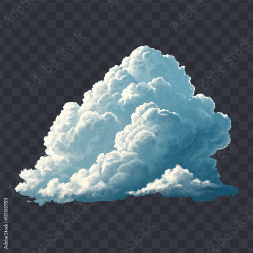 realistic  smooth white cloud in different style isolated on transparent background