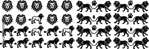 Minimalist Lion Line Art Vector – Cartoon Style Black and White Illustration

