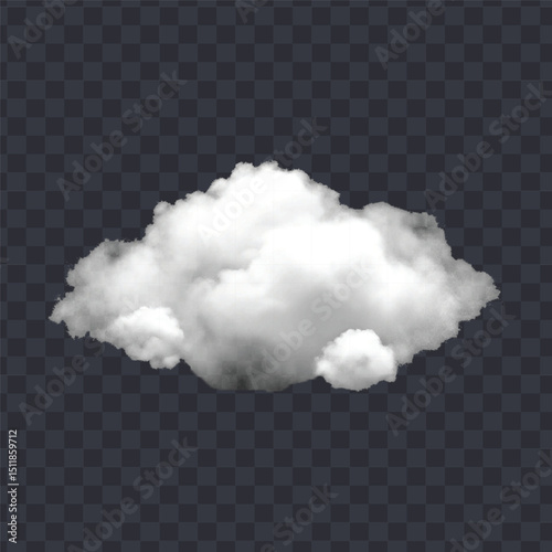 realistic  smooth white cloud in different style isolated on transparent background
