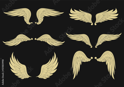 High quality angel wings vector graphics a diverse set for design projects