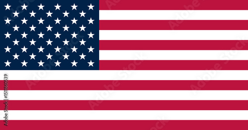 USA national flag with official colors of stars and stripes