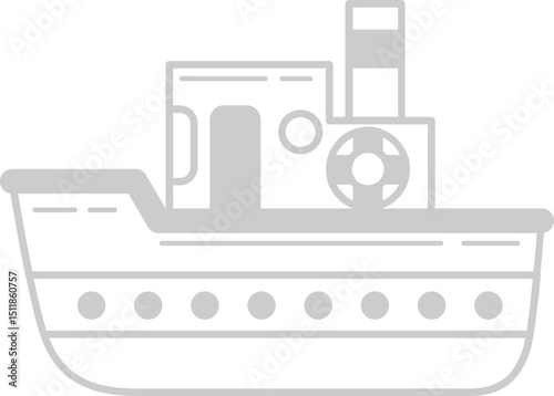 Retro cassette tape tugboat icon illustration