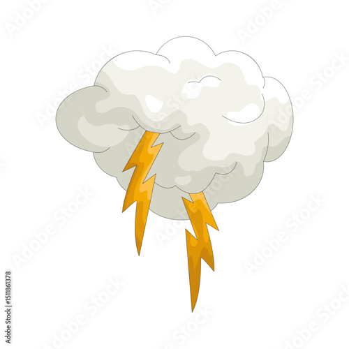 Illustration of Cloud with Lightning 