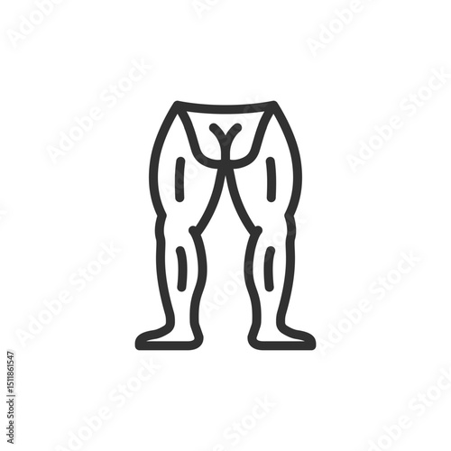 Muscular legs, linear icon. Lower body strength and leg day training. Line with editable stroke.