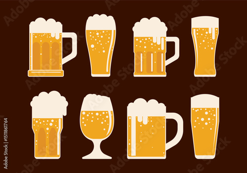 Craft beer icon set brewery bar and drink related symbols