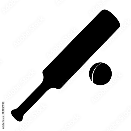 Silhouette of a cricket bat and ball ready for batting practice