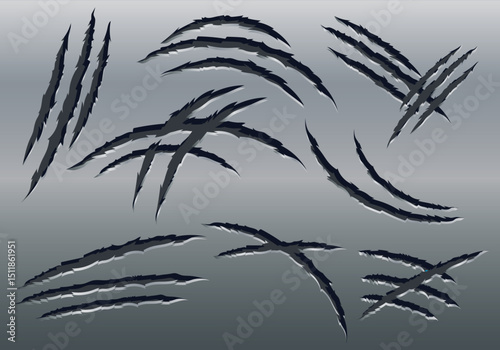 Realistic claw scratch marks high resolution vector graphics for design
