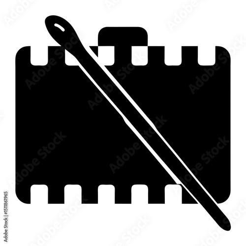 Black and White Image of Film Strip with Stick Minimalist Composition